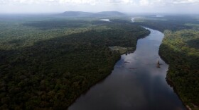 The Essequibo River flows through a crossing 