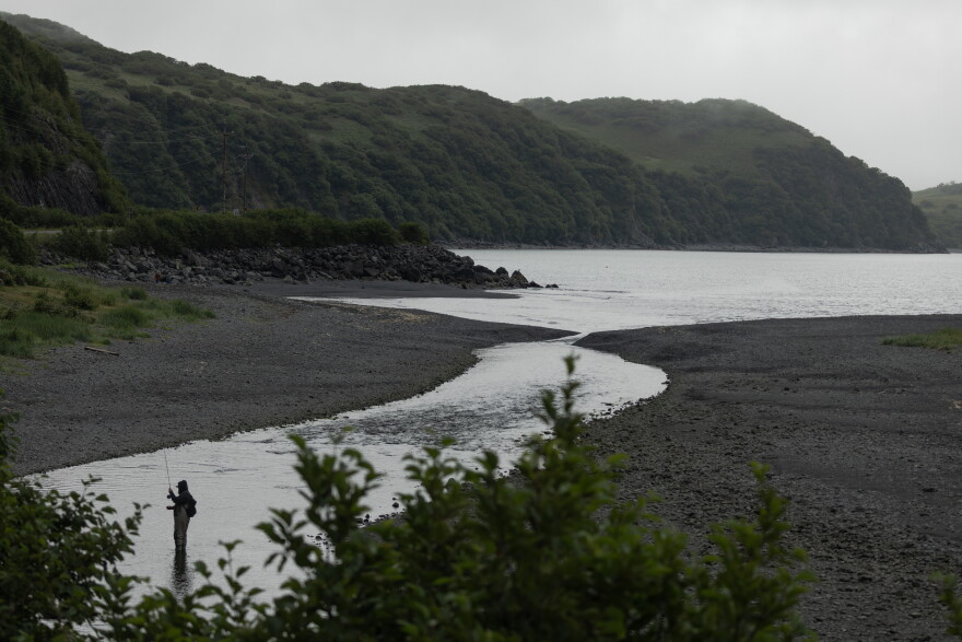 The Pasagshak river that flows into Pasagshak Bay just a few miles below the rocket launch sites entices fishermen for its various salmon runs throughout the season.