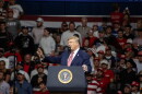 President Donald Trump speaking to the crowd in Wichita.