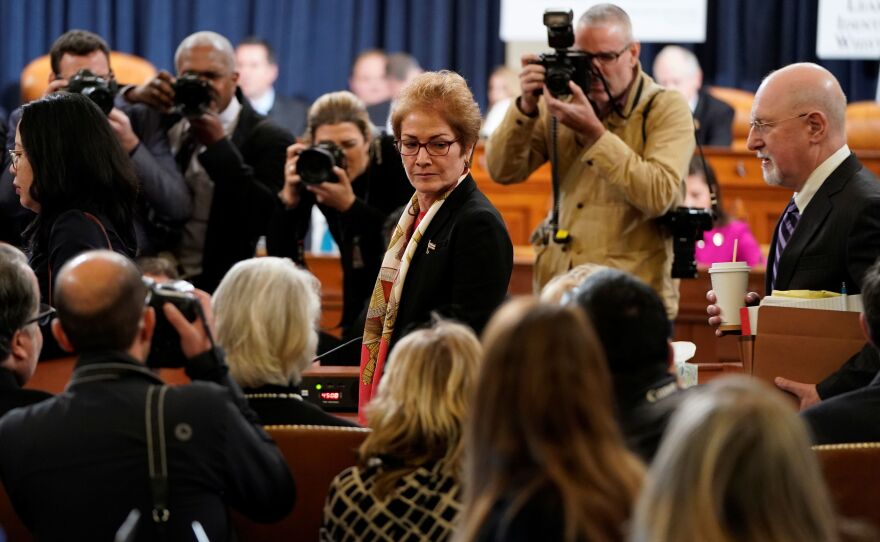 Marie Yovanovitch, former U.S. ambassador to Ukraine, returns from a break in her testimony before a House Intelligence Committee hearing as part of the impeachment inquiry on Nov. 15.