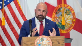 FILE - Florida Lt. Gov. Jay Collins during a news conference Aug. 12, 2025, in Tampa, Fla.