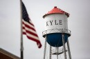 KYLE, TX. Jun. 26, 2020. A water tower near downtown Kyle. Gabriel C. Pérez/KUT