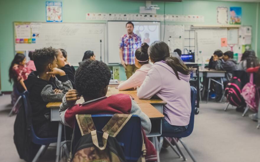 Middle school students in a classroom