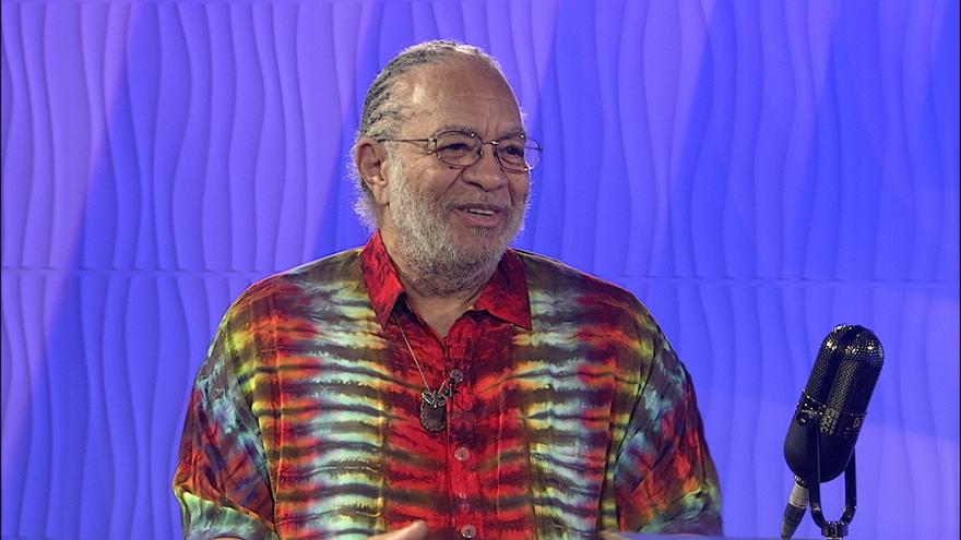 George Porter, Jr. on the set of Let's Talk with Keith Spera