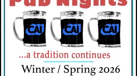 A poster for Pub Nights  that reads "Pub Nights... a tradition continues Winter / Spring 2026 CAI" with three mugs with the CAI logo.