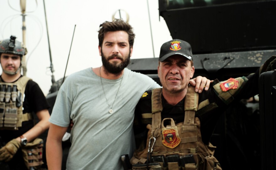 Journalist Ayman Oghanna and Gen.Fadhil Barwari (right), commander of the First Brigade of The Iraqi Special Operations Forces (ISOF) or The Golden Division.