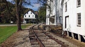 A portion of what was once the Maryland & Pennsylvania Railroad curves around a former sawmill in York County. (Courtesy of the Maryland & Pennsylvania Railroad Preservation Society)