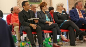 Gov. Jeff Landry held a town hall at a Catholic school in Metairie, and another in Mandeville, to rally support for "education savings accounts" on May 16, 2024.