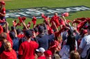 fans at a Cleveland Guardians game cheer
