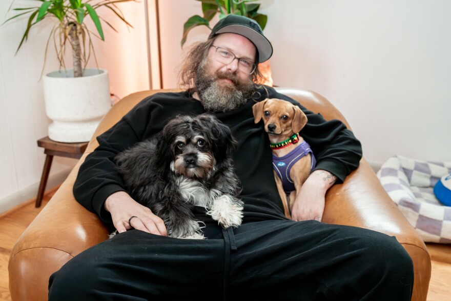 Brad Cook and two of his dogs.