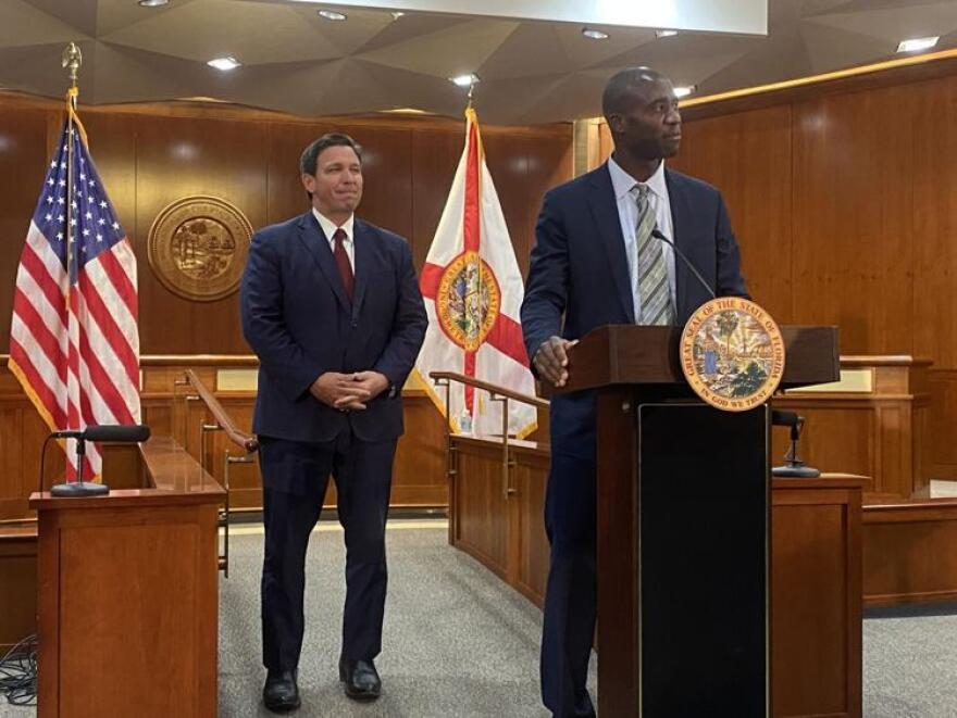 Gov. Ron DeSantis stands behind Florida Surgeon General Joseph Ladapo.