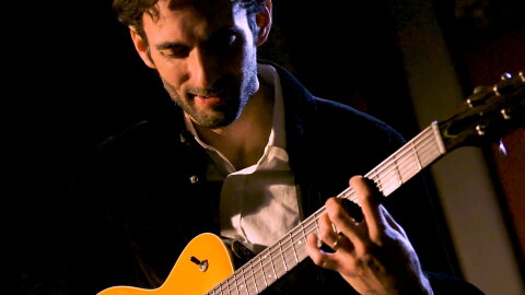 Julian Lage in the KNKX Studios in Seattle.