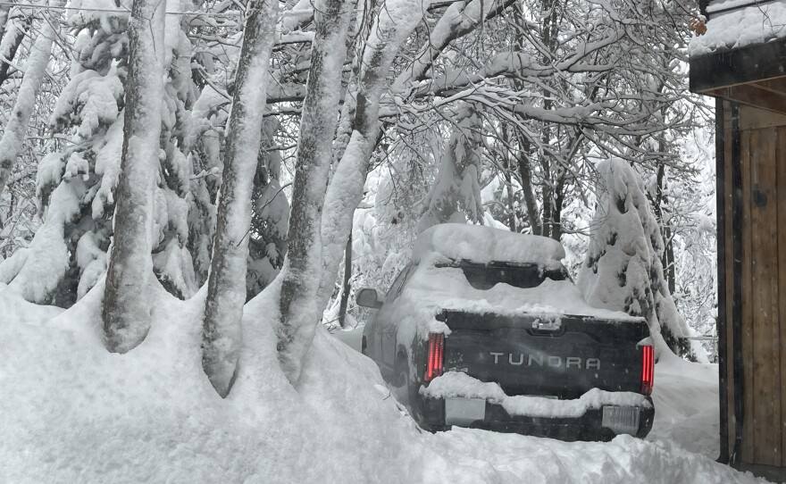 Snow hinders travel in Sundance, Utah, over New Year's 2022.