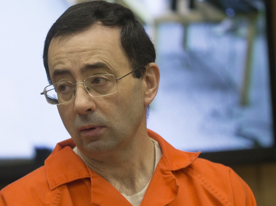 Former Michigan State University and USA Gymnastics doctor Larry Nassar appears in court for his final sentencing phase in Eaton County Circuit Court on February 5, 2018 in Charlotte, Michigan.
