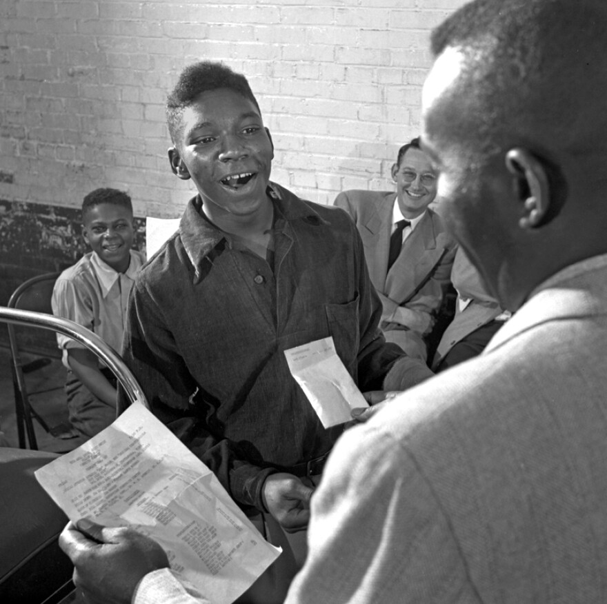 Curtis Phillips wins first prize at the Wilson Shoeshine Contest, Wilson North Carolina, 1952.