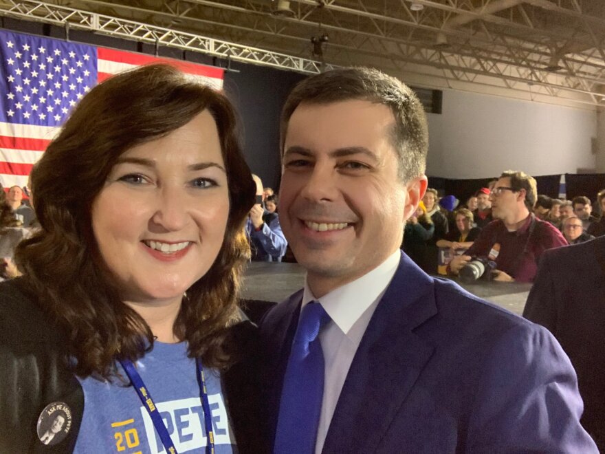 Parkland Mayor Christine Hunschofsky, left, spent time on the road with the Pete Buttigieg campaign in Iowa.