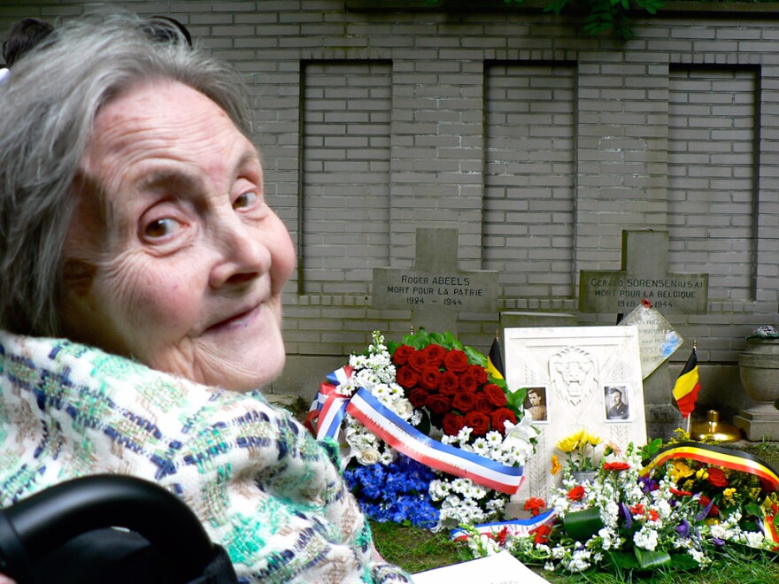 Jenny Abeels visits the graves of her brother, Roger, and U.S. airman Jerry Sorensen. The pair were killed after working with resistance forces in Belgium.