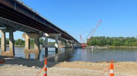 Construction continues Saturday on the westbound Interstate 70 bridge at Rocheport. The bridge is expected to be completed by mid-June, with the eastbound bridge on schedule for completion in December 2024.