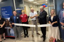 James Henningsen (third from right)President of the College of Central Florida and 2025-2026 Board of Trustees member Rusty Branson cutting the ribbon, officially opening the new Center for Career Development at the CF Ocala Campus Enterprise Center. (Jake Hoffman/WUFT News)