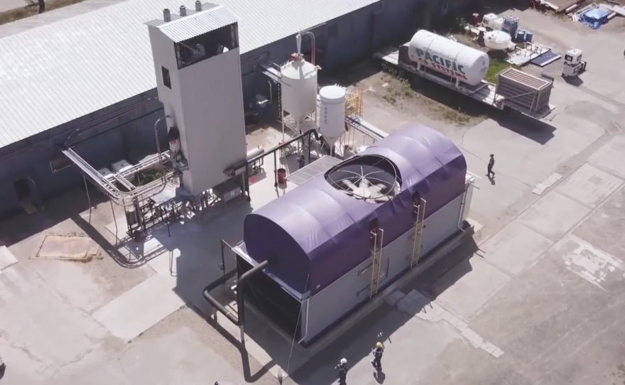 An aerial view of Carbon Engineering's direct air capture pilot plant in Squamish, British Columbia.