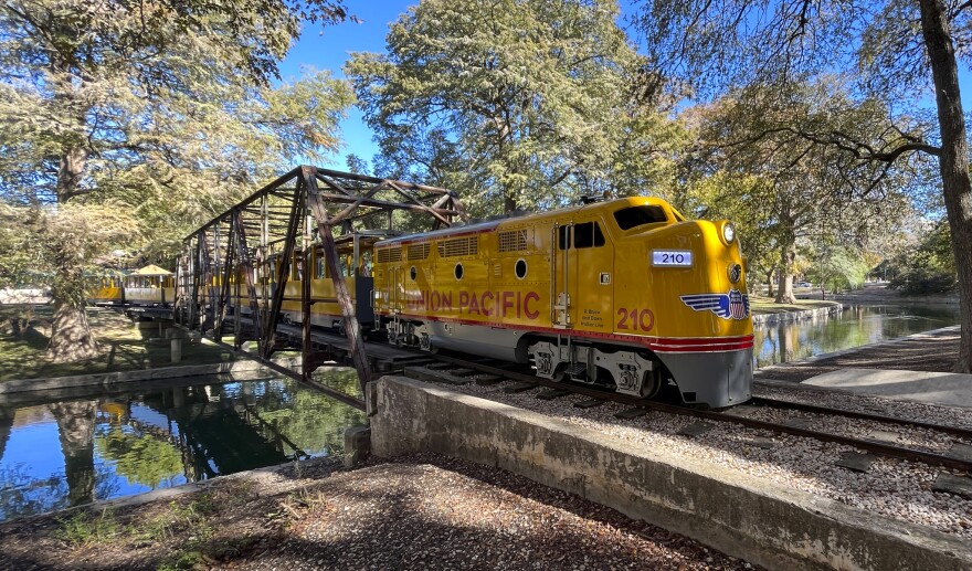 The Union Pacific train crossing the San Antonio River