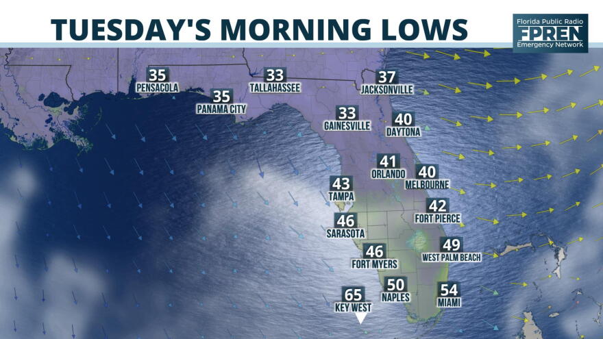 Lows Tuesday Morning