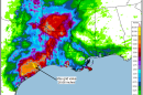 Accumulated precipitation estimates since early Sunday, according to the National Weather Service.  Harris County saw more than 14 inches of rain. 