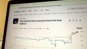 A Kalshi prediction market is pictured that allowed people to wager on what Oklahoma Gov. Kevin Stitt would mention during his 2026 State of the State speech.