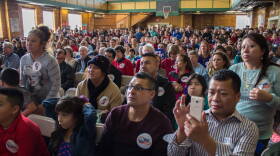 Hundreds gathered Sunday to rally for immigrant protections, at St. Philip Neri Catholic School on the east side of Indianapolis.