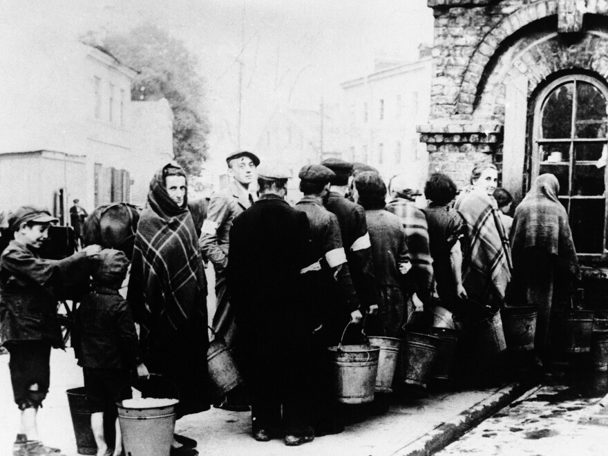 Jews line up in front of a well in a ghetto at Lublin, Poland, Feb. 1, 1941.