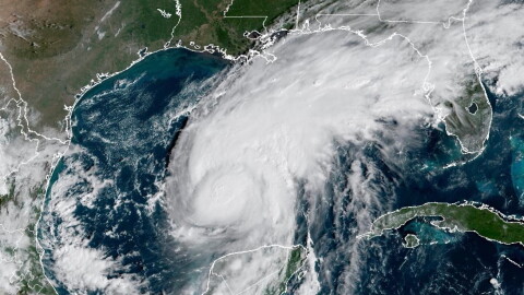 This satellite image from the National Oceanic and Atmospheric Administration shows Hurricane Isaias surging toward the U.S. Gulf Coast on Thursday, Oct. 8, 2026. (National Oceanic and Atmospheric Administration via AP)