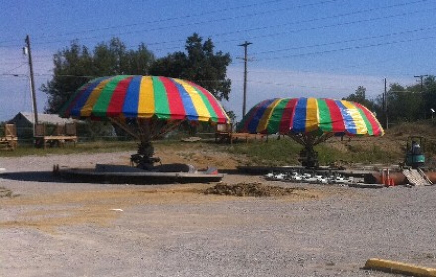 Rides are being set-up at the new Bell's location in far West Tulsa.
