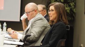 Indiana’s State Lottery Commission meets on Tuesday, Aug. 18, 2026. From left: Commissioners Luke Bosso and Alyssa Cochran.
