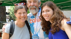 Jerry Baker is seen with wife Deborah Stephenson and daughter  Julia Baker after he finished this year's Seattle to Portland ride — his 36th STP.