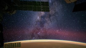 Astronaut Reid Wiseman captured this image from the International Space Station and posted it on Sept. 28, 2014, writing: "The Milky Way steals the show from Sahara sands that make the Earth glow orange," according to NASA's website.