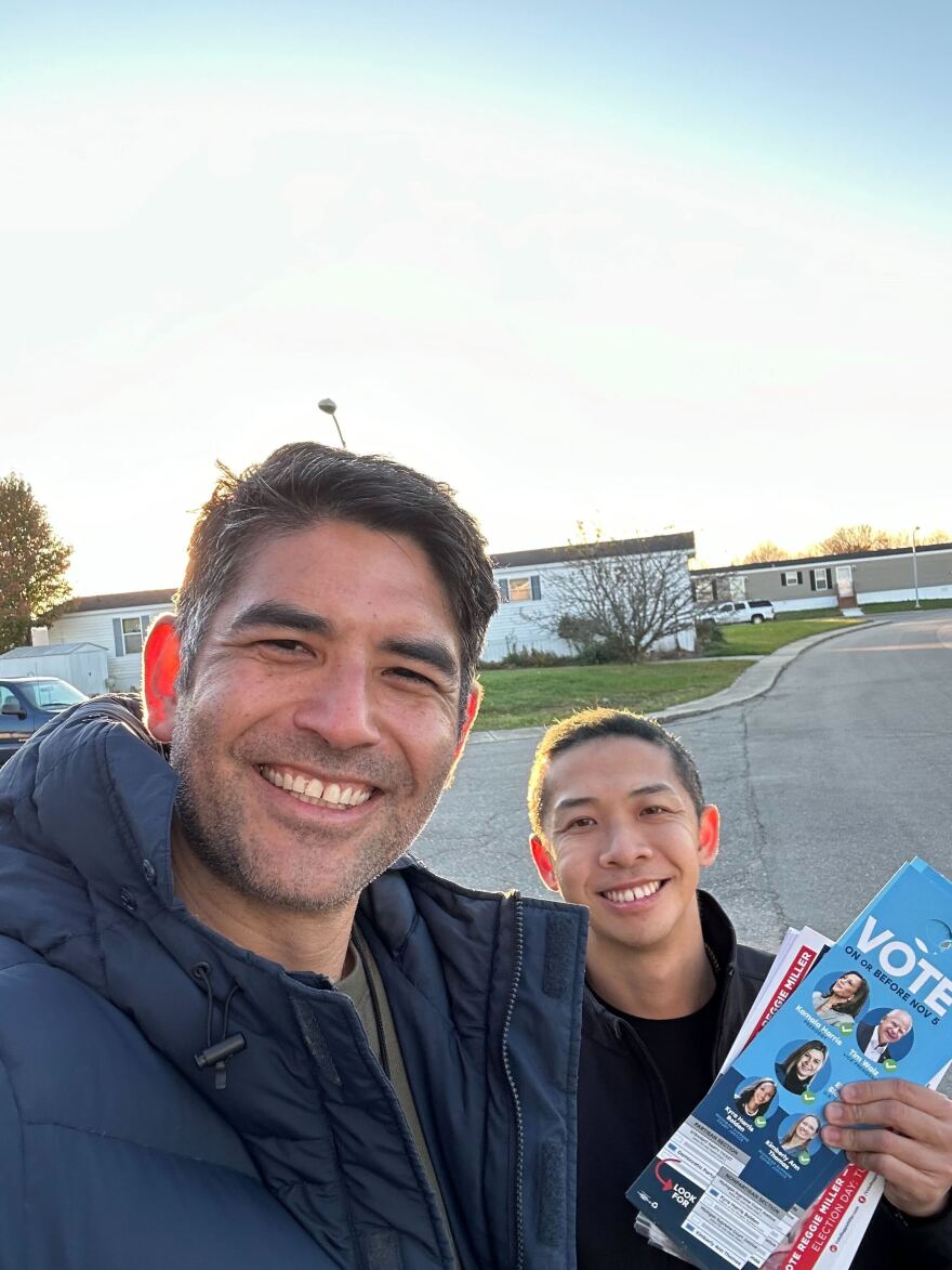 Democratic Party of Hawaiʻi Chair Derek Turbin and Rep. Adrian Tam in Michigan.