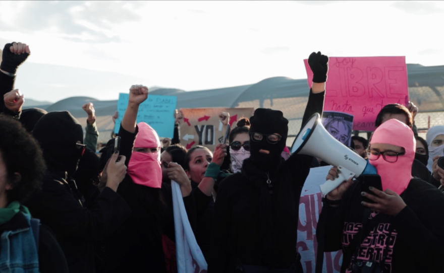 A still from the short film Ternura Radical. The film centers on the women of Cuidad Juárez who use poetry, music, and graphic art to preserve the memory of those lost to femicide.