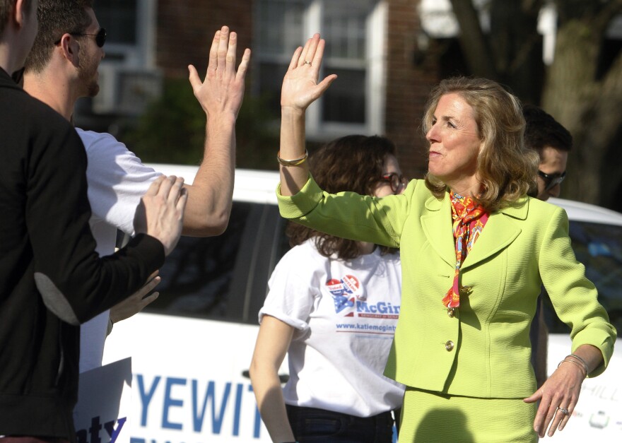 McGinty high-fiving supporter