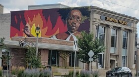 A mural created by Detroit artist Sydney James draws the eye of visitors.