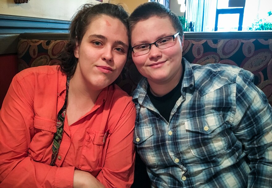 Sonia Murden (left) and Alex Laubert (right) got married last year and attend college in Norfolk, Va. Laubert is preparing to transition to male.