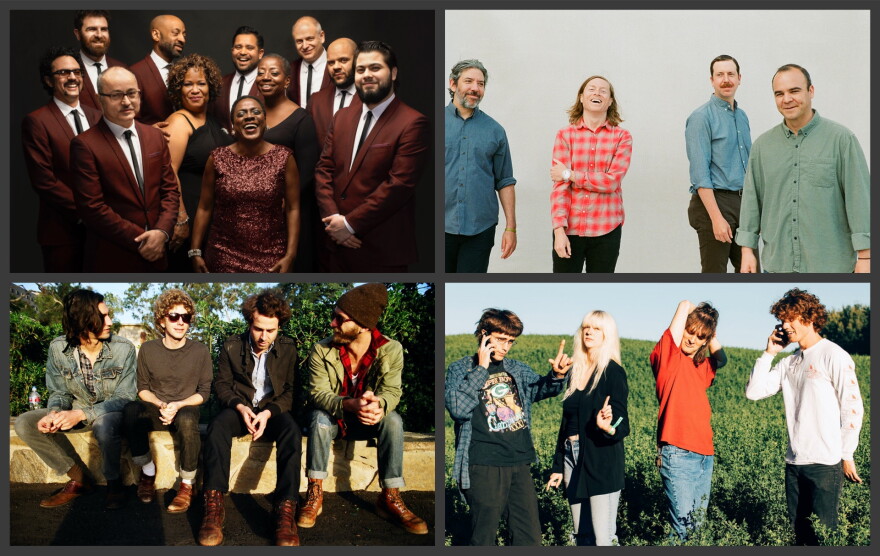 Clockwise from top left: Sharon Jones & The Dap Kings, Future Islands, Slow Pulp, Dawes
