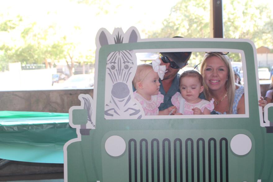 Brittany Strong (right) poses with her family. She gave birth to premature twin daughters, London and Lainey on July 19, 2024.