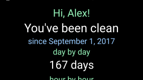 A screenshot from Alex's app that tracks how many days he's been clean. (Courtesy)