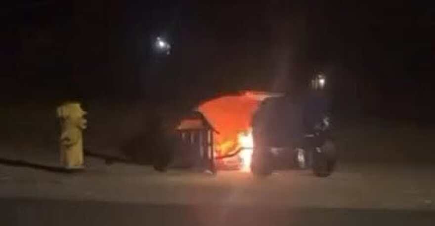 A firecracker is thrown under the cart of a homeless person in Fort Bragg