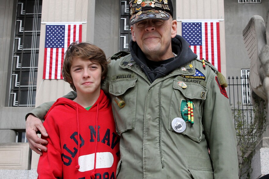 John Martise and his uncle Mike Mueller. Mueller served in the military for thirteen years.