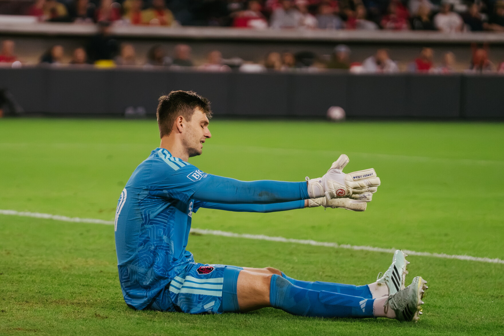 St. Louis City SC goalkeeper Ben Lundt (#39) reacts after conceding a goal during his team’s match against the Portland Timbers at Energizer Park on Wednesday, Oct. 28, 2026, in St. Louis’ Downtown West neighborhood.