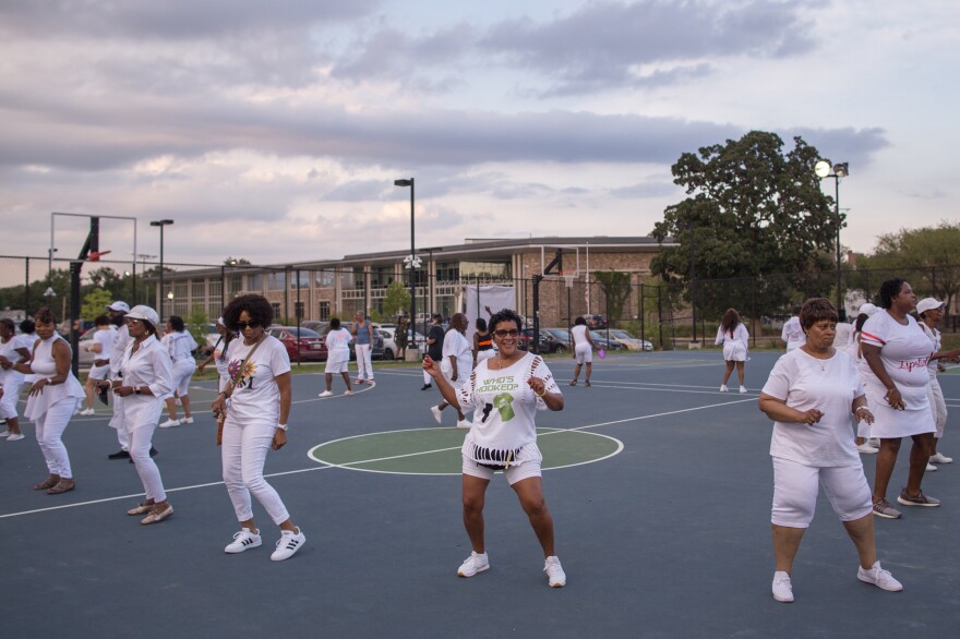 At a Friday night line dancing social event held at Turkey Thicket, dancers showed off their choreographed moves set to hip-hop and R&B music.