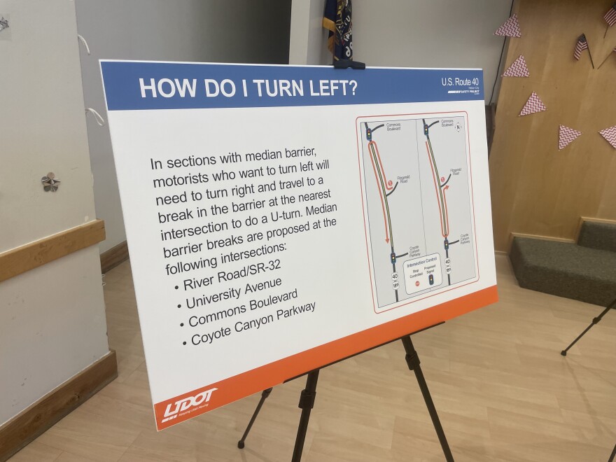 As part of the July 17 public meeting, UDOT answered common questions about the project, including how people will turn left on U.S. 40 once the barriers are installed.