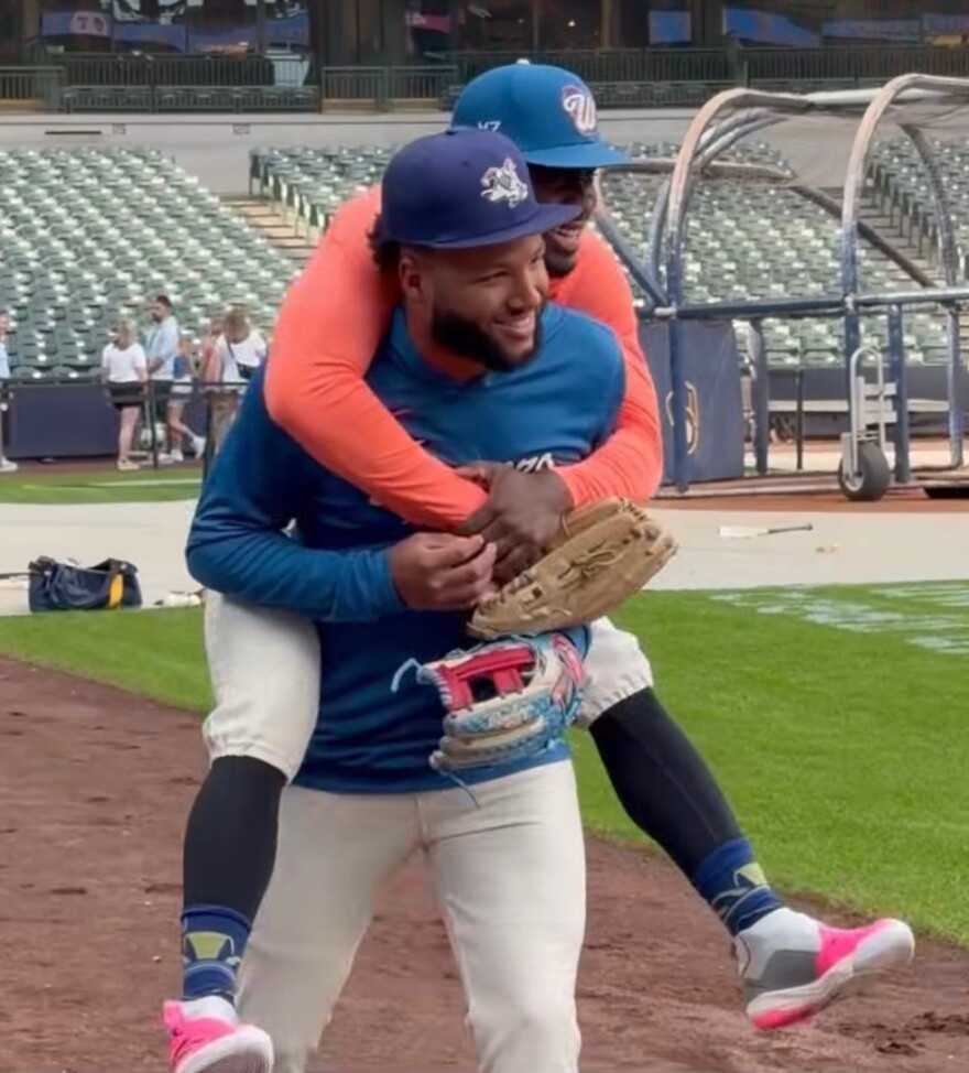 Brewers players Luis Lara and Jackson Chourio