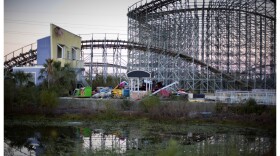 A roller coaster on the site where Six Flags amusement in New Orleans East used to operate.